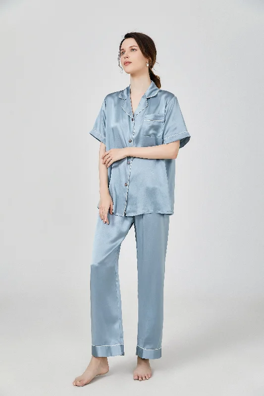 19/22 Momme  Classic Short Sleeve Silk Pajamas Set