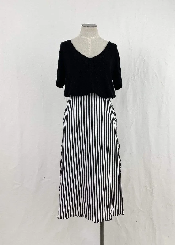 Striped Long Bias Skirt