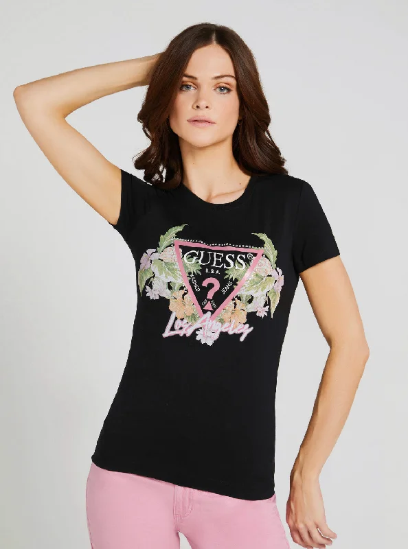 Eco Black Flowers Logo T-Shirt