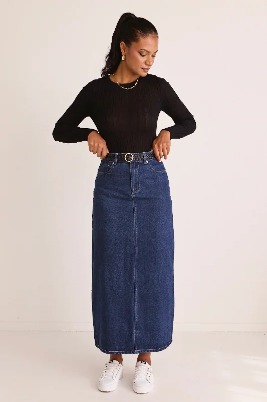 Rouge Dark Blue Denim Midi Skirt