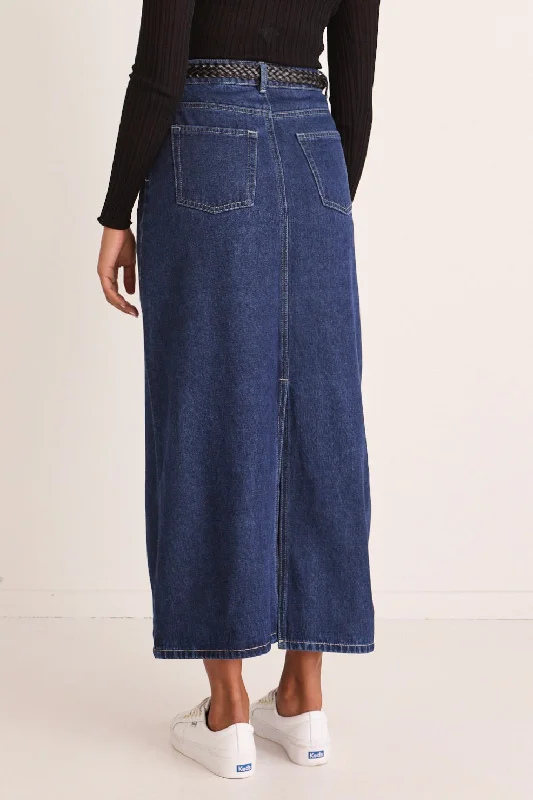 Rouge Dark Blue Denim Midi Skirt