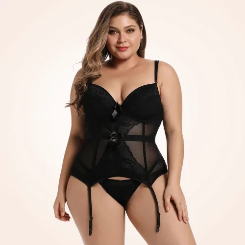 Women's Lace Plus Size Corset Top Bustier Bodyshaper